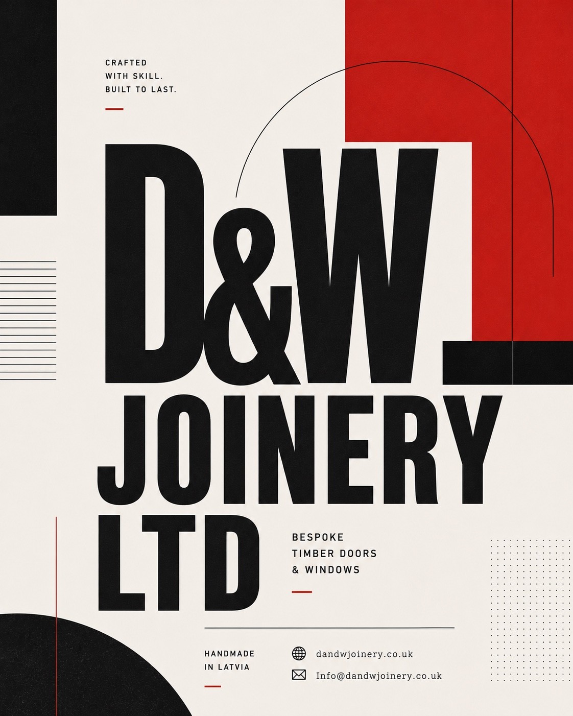 D&W JOINERY LTD — bespoke timber doors and windows, handmade in Latvia